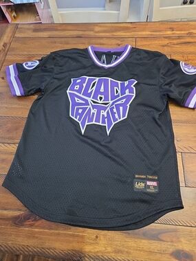 Lids Exclusive Marvel Black Panther Mesh Baseball Jersey #66 T’Challa Size XL